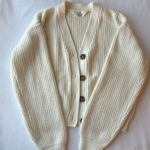 H&M girls big button cardigan in cream